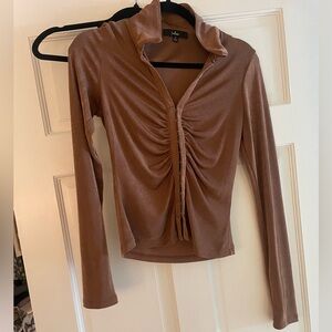 lulus Brown Shiny Ruched Women's Top